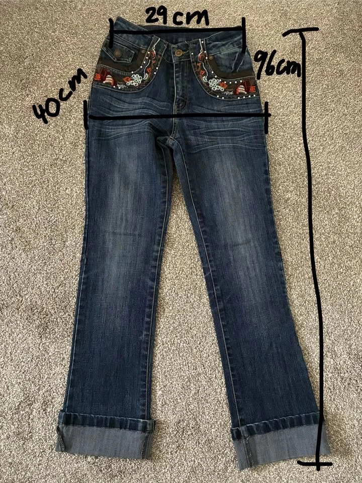 Embroidered Straight Leg Jeans - photo 2