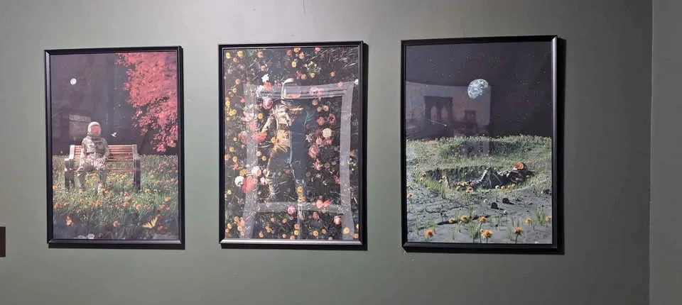 Set of 3 Astronaut prints in black frames - 19" x 27"