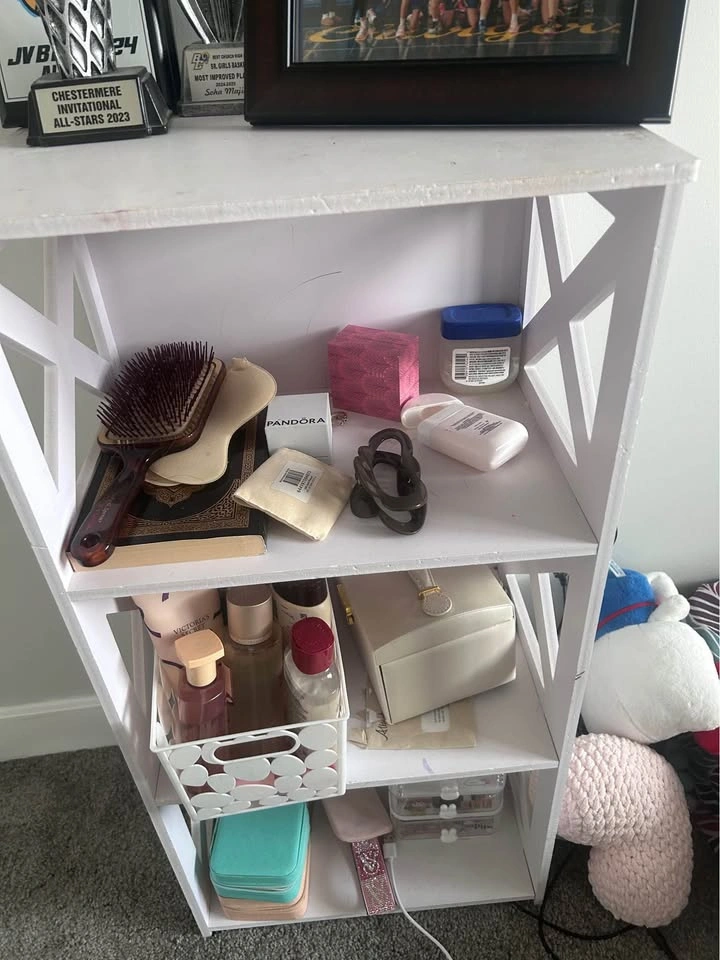 White 3-Tier Wooden Shelving Unit / Storage Rack - photo 2