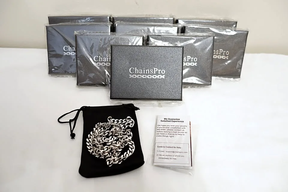 Lot of 9 ChainsPro 22" Stainless Steel Curb Link Necklaces thumbnail