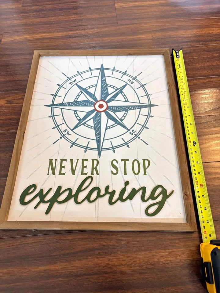 Never Stop Exploring Compass Wall Art
