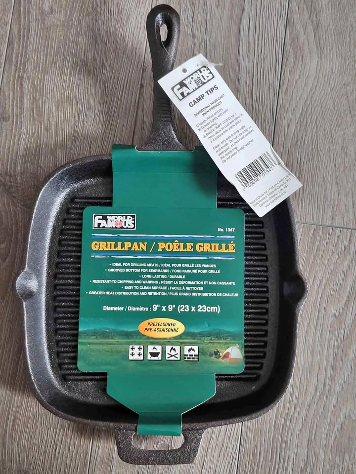 New 9x9 Cast Iron Grill Pan