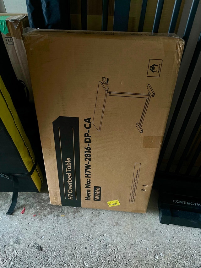 NEW Overbed Table with adjustable height - white