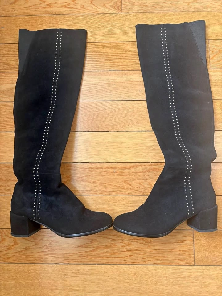 US Size 6.5 INSUN Black Suede Over-the-Knee Studded Boots