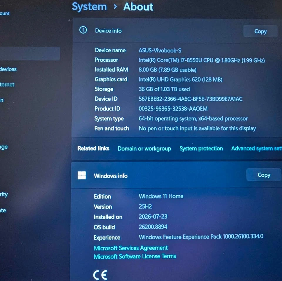 ASUS VivoBook S X510U i7-8550U 15.6" 8G/128G+1T Win 11 + Office - photo 3