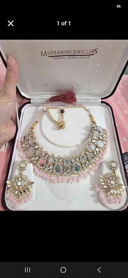 Necklace and Earring Set with Pink Beads