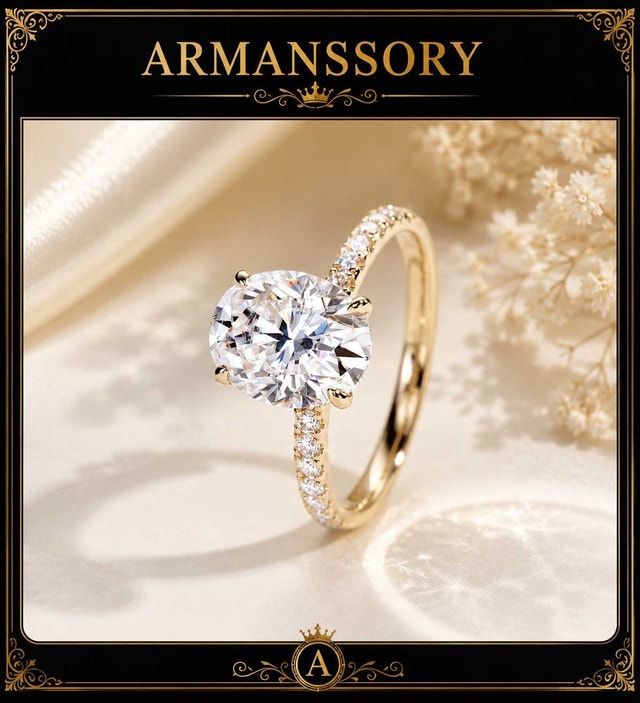 3CT Oval Moissanite Ring - 14K Solid Gold - D Color VVS1 size 8 - photo 3