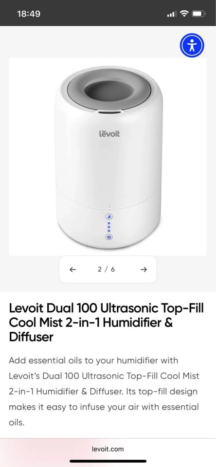 Levoit Dual 100 Ultrasonic Humidifier & Diffuser