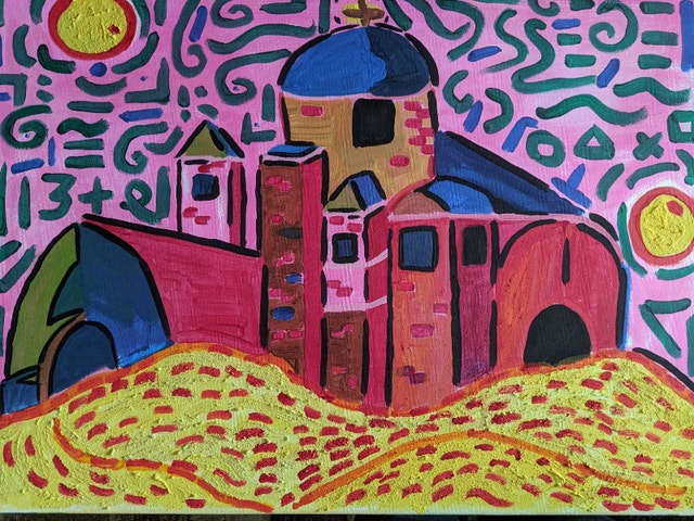 Abstract Church Acrylic Painting