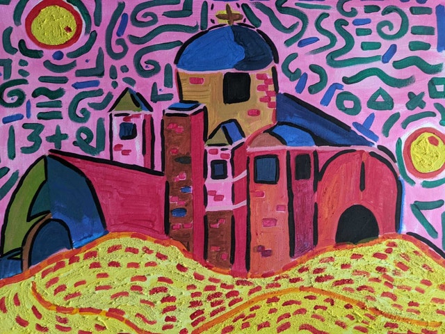 Abstract Church Acrylic Painting - photo 2