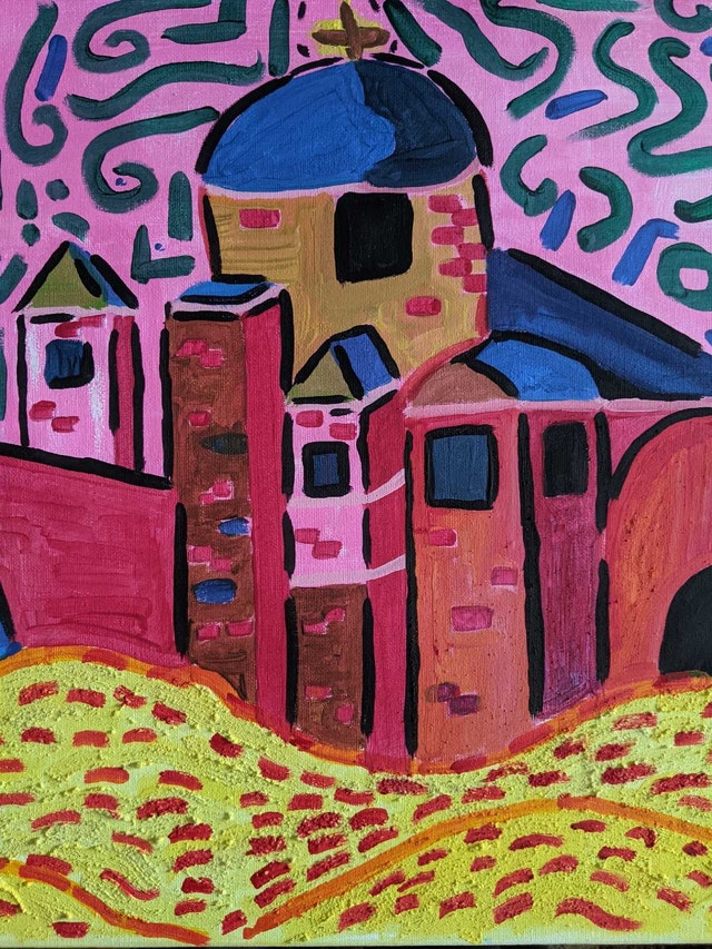 Abstract Church Acrylic Painting - photo 3