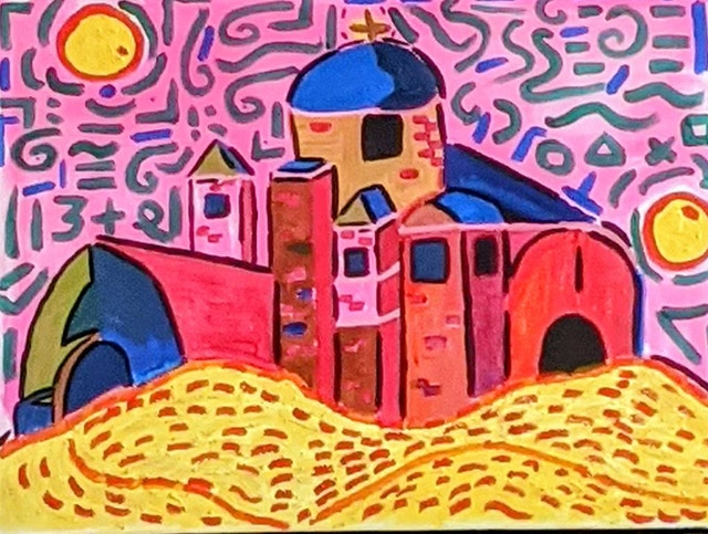 Abstract Church Acrylic Painting - photo 4