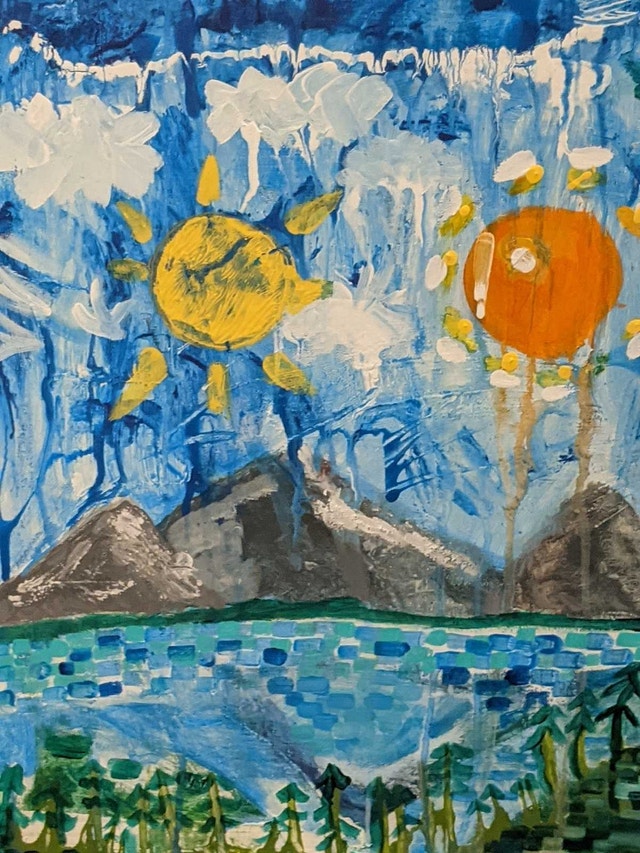 Original Hand Painted Mountain Landscape Canvas Art