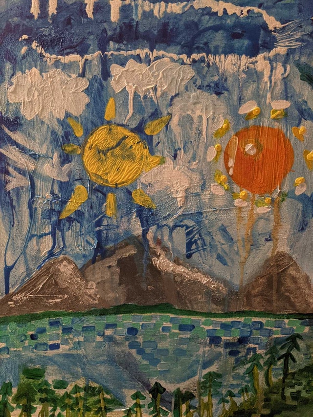 Original Hand Painted Mountain Landscape Canvas Art - photo 3