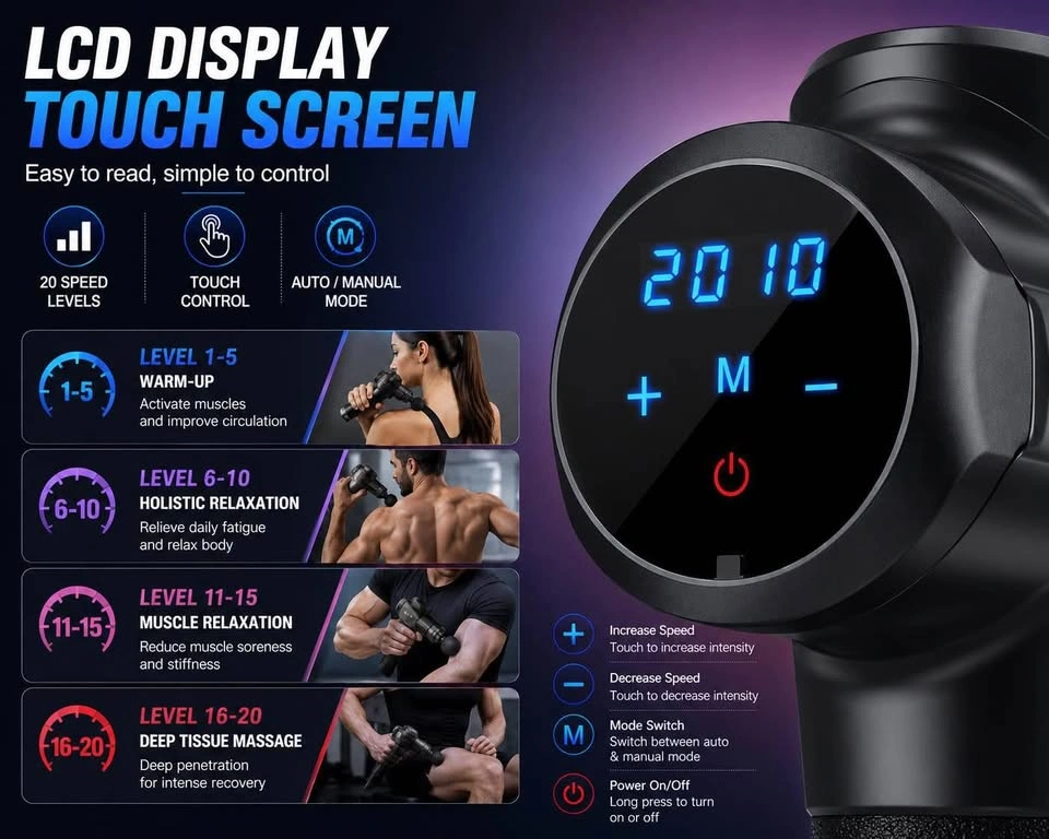 New Deep Tissue Massage Gun – 20 Speeds | 10 Massage Heads - photo 2