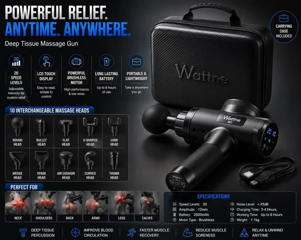 New Deep Tissue Massage Gun – 20 Speeds | 10 Massage Heads - photo 3