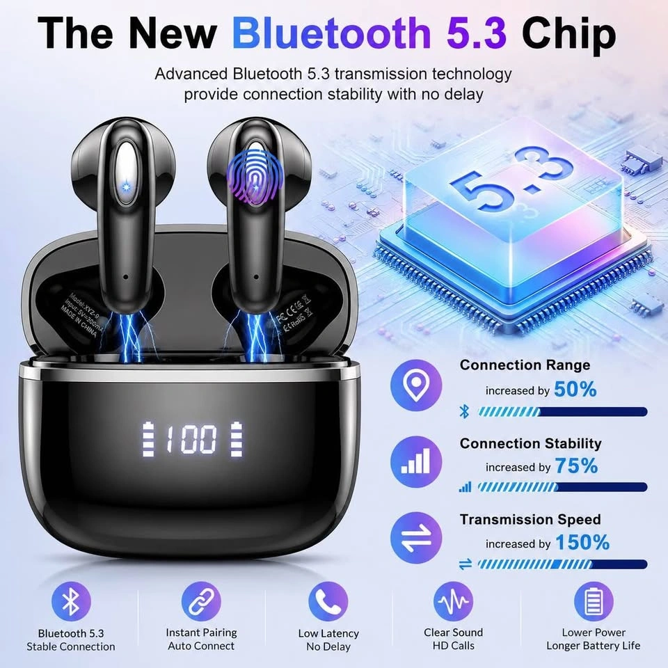 Wireless Bluetooth 5.3 Earbuds with LED Display & 40H Battery - photo 2