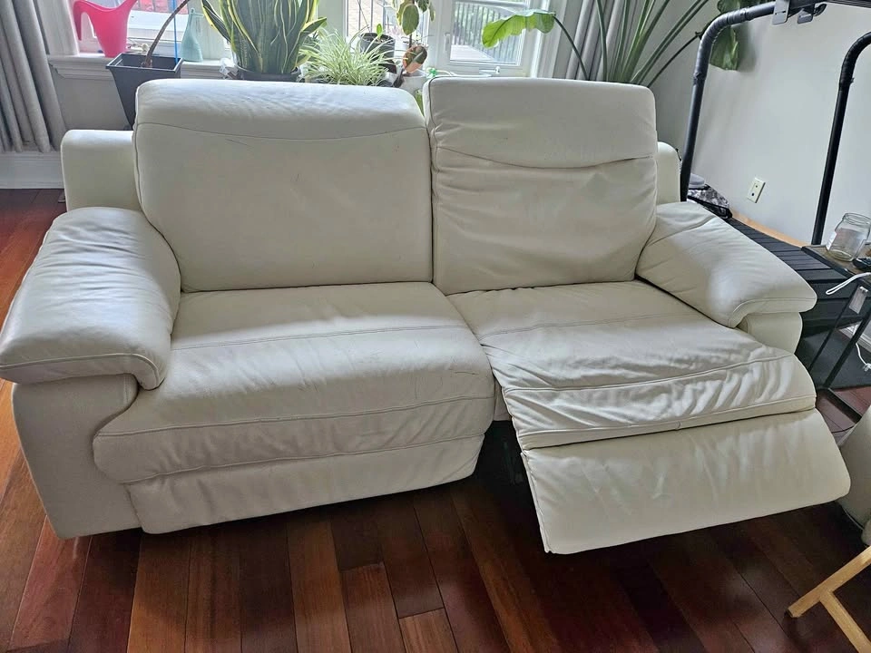Natuzzi original top grain reclining leather sofa set