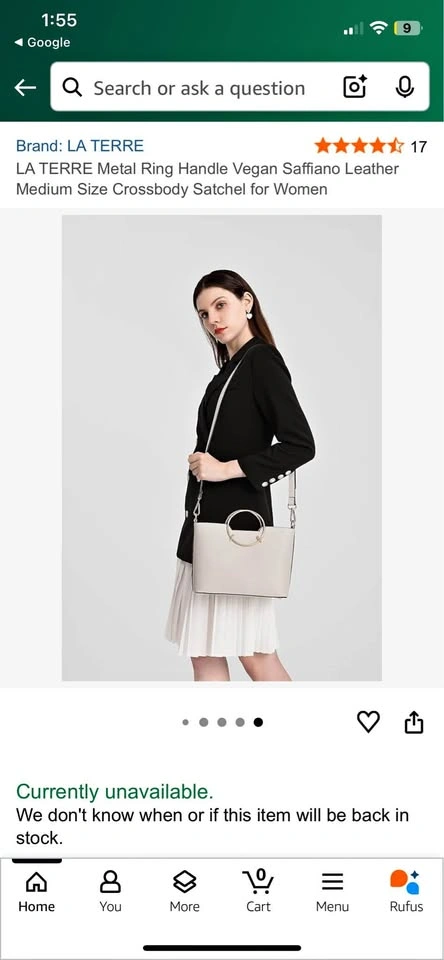 LA TERRE Metal Ring Handle Vegan Saffiano Leather Satchel