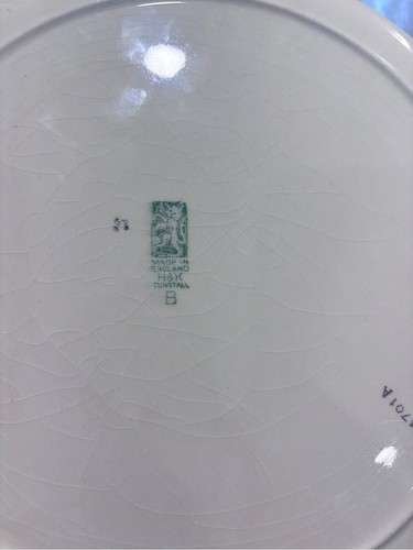 Platter Dish Floral Pattern Cross Stitch Gold Trim 10” Vintage H - photo 3