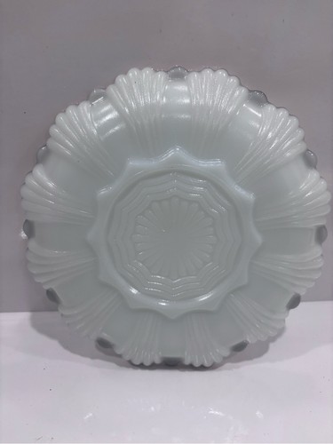 Vintage white milk glass deviled egg plate gold trim 12 egg tray - photo 2