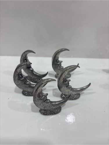 Vintage celestial sun & moon face mini figures set of 10 - photo 2
