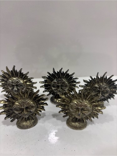 Vintage celestial sun & moon face mini figures set of 10 - photo 3