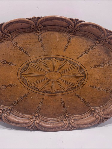 Vintage DuraWood Carved Tray Mid Century Decorative Tray- 18” - photo 2
