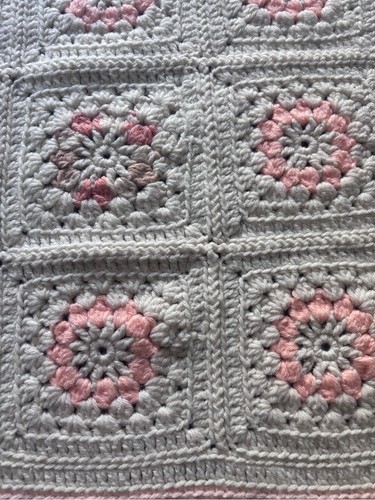 Handmade Crochet Granny Square Afghan Throw Blanket - photo 4