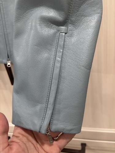 Vintage DANIER Pale Blue Genuine Leather Moto Racer Jacket L - photo 3