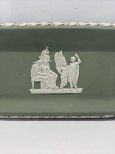 Green Jasperware Trinket Dish with White Relief Wedgwood - photo 2