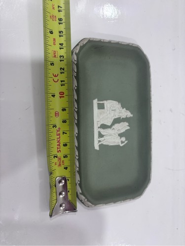 Green Jasperware Trinket Dish with White Relief Wedgwood - photo 3