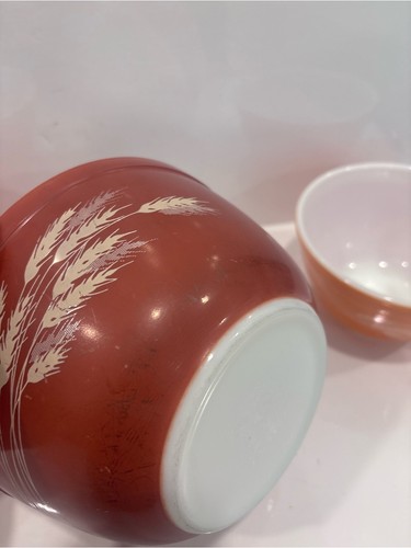 Vintage Pyrex wheat set of 3 nesting mixing bowls 401 402 403 - photo 4
