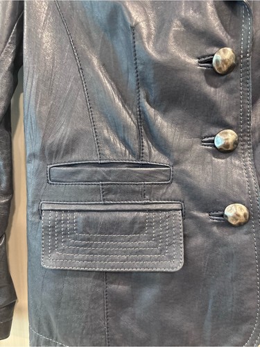 Danier genuine leather blazer women’s Small blue tailored jacket - photo 3