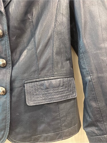 Danier genuine leather blazer women’s Small blue tailored jacket - photo 4