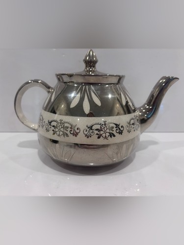 Vintage Gibsons Staffordshire England Silver Lustre Floral Teapo