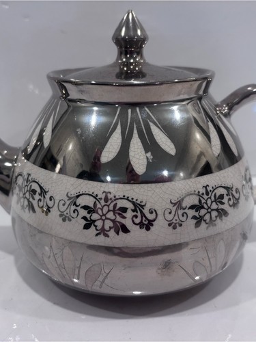 Vintage Gibsons Staffordshire England Silver Lustre Floral Teapo - photo 2