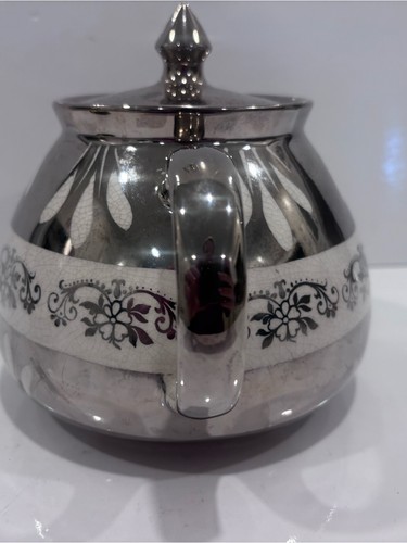 Vintage Gibsons Staffordshire England Silver Lustre Floral Teapo - photo 3
