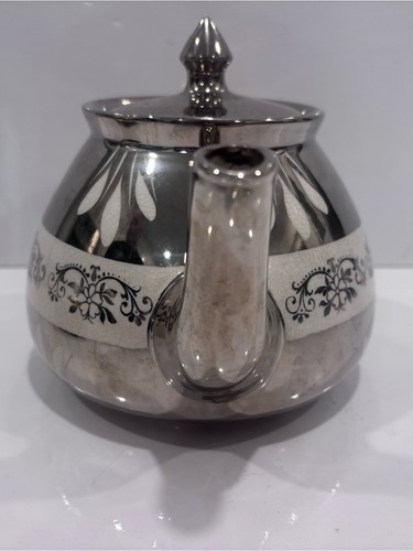 Vintage Gibsons Staffordshire England Silver Lustre Floral Teapo - photo 5