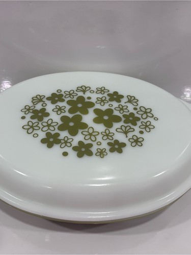 Vintage Pyrex 082 Spring Blossom Green Crazy Daisy 1qt Dish - photo 2