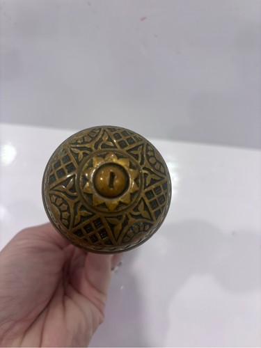 Antique Victorian Eastlake Cast Brass Door Knob Set