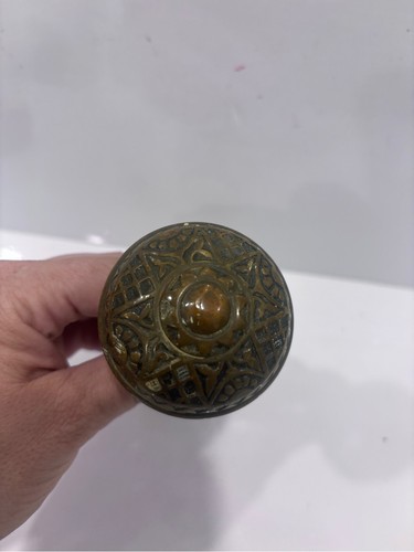 Antique Victorian Eastlake Cast Brass Door Knob Set - photo 4