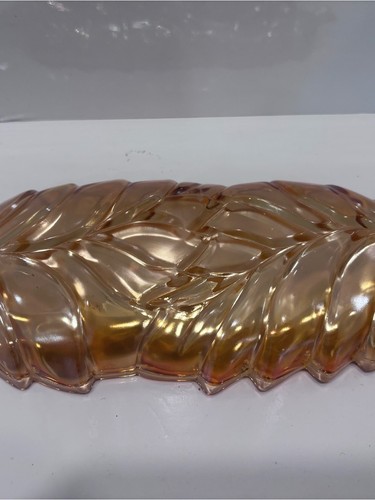 Vintage Pink- Amber Carnival Glass Leaf Shaped Serving Tray 11” - photo 2
