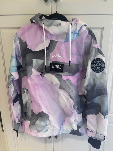 DOPE Ski Anorak Jacket in pink watercolour, size small