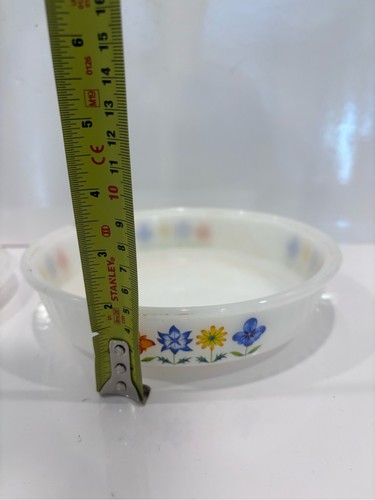 Vintage Glass Phoenix Opalware Dish White Folk Floral 8" - photo 5