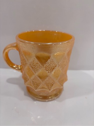 Vintage Fire King Kimberly Peach Lustre Milk Glass Mug