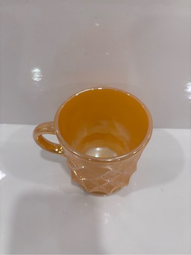 Vintage Fire King Kimberly Peach Lustre Milk Glass Mug - photo 2