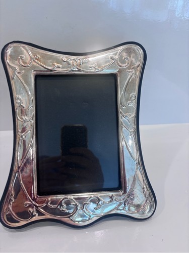Vintage silver plated art nouveau picture frame 5x7 tabletop, bl