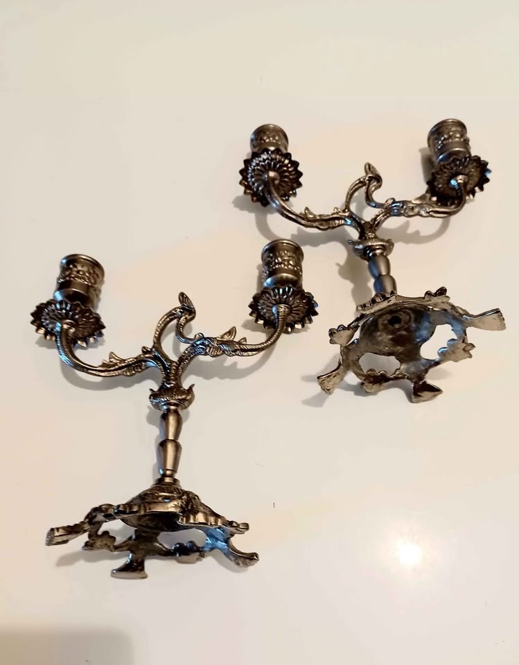 Antique Italian Nickle Brass Candelabra - photo 3