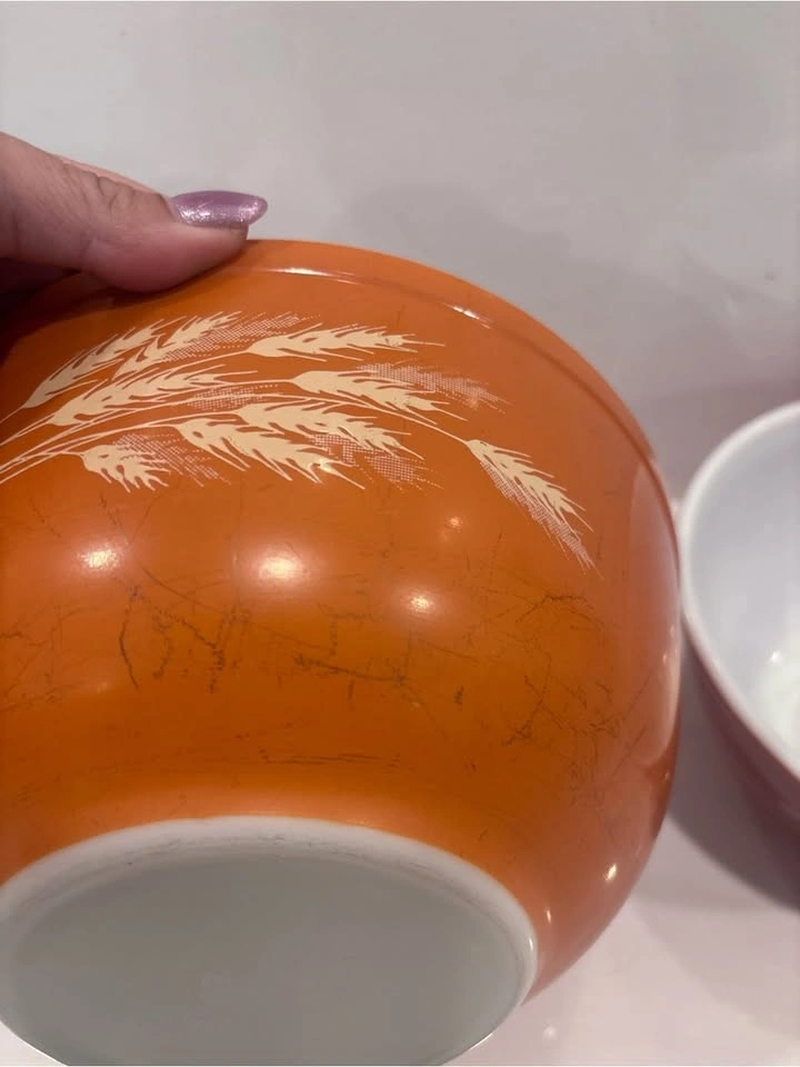 Vintage Pyrex wheat set of 3 nesting mixing bowls - photo 3